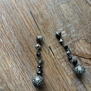 Henri Bendel logo diamond ball drop dangle earrings